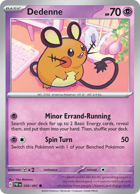 Dedenne - Reverse Holofoil 036/091 Paldean Fates | Common Pokemon Card