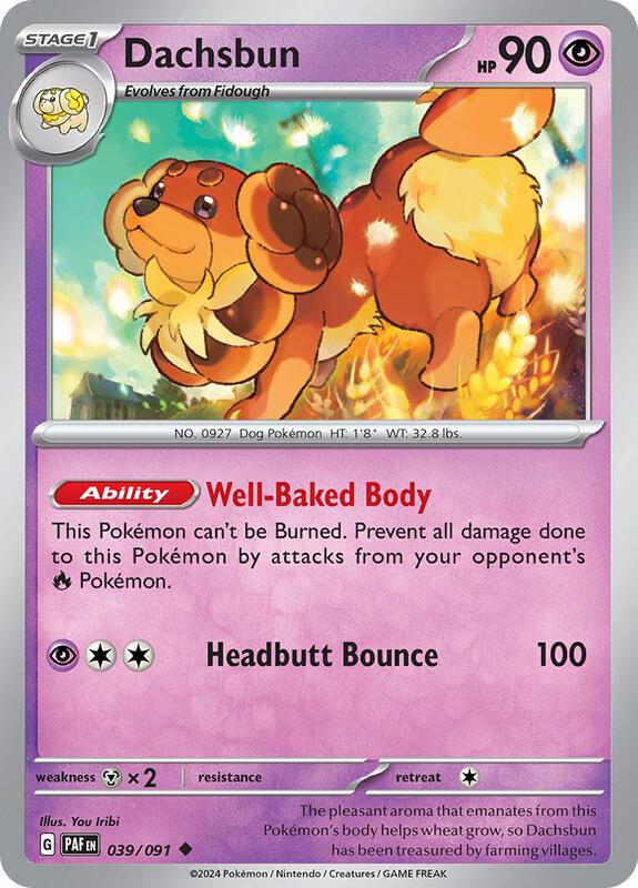 Dachsbun - 039/091 - Reverse Holofoil 039/091 Paldean Fates | Uncommon Pokemon Card