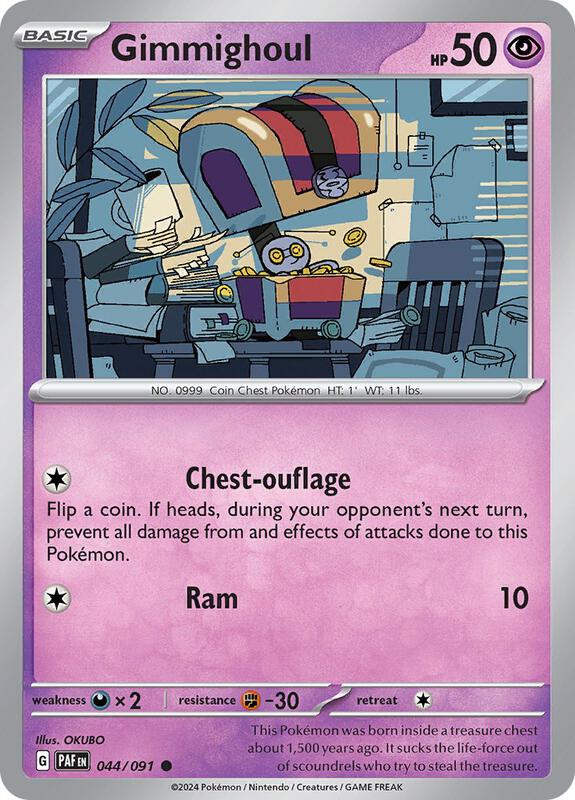 Gimmighoul - Reverse Holofoil 044/091 Paldean Fates | Common Pokemon Card