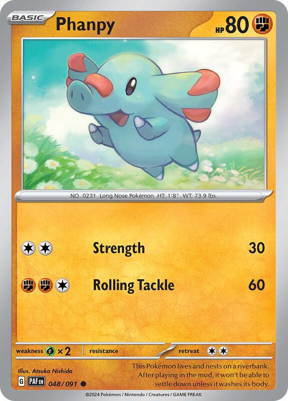 Phanpy - Reverse Holofoil 048/091 Paldean Fates | Common Pokemon Card