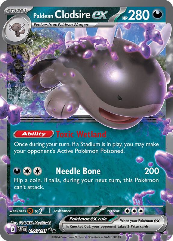 Paldean Clodsire ex - 059/091 - Holofoil 059/091 Paldean Fates | Double Rare Pokemon Card