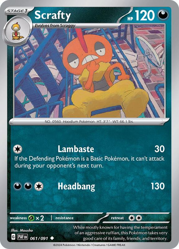 Scrafty - Reverse Holofoil 061/091 Paldean Fates | Uncommon Pokemon Card