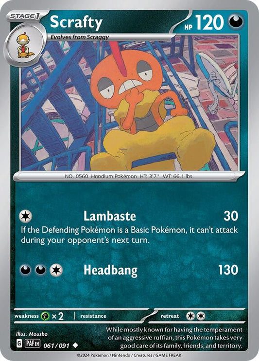 Scrafty - Reverse Holofoil 061/091 Paldean Fates | Uncommon Pokemon Card
