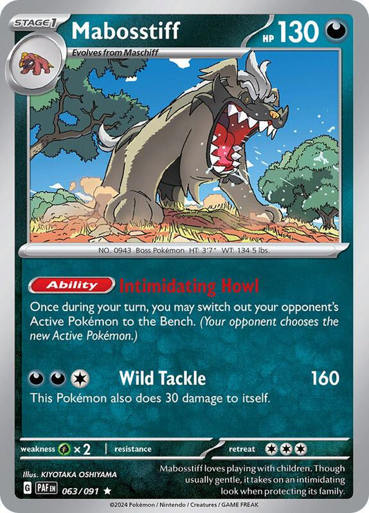Mabosstiff - 063/091 - Holofoil 063/091 Paldean Fates | Rare Pokemon Card