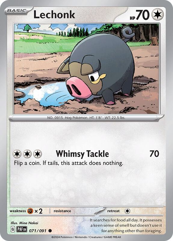Lechonk - 071/091 - Reverse Holofoil 071/091 Paldean Fates | Common Pokemon Card