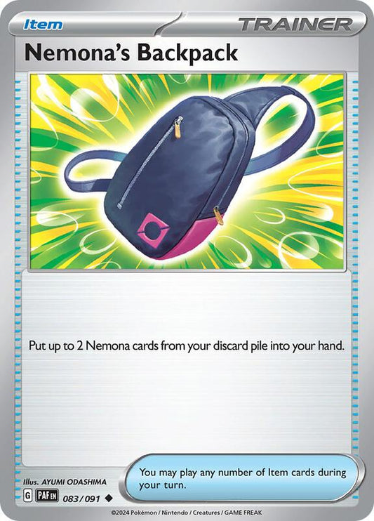 Nemona's Backpack - Normal 083/091 Paldean Fates | Uncommon Trainer Card
