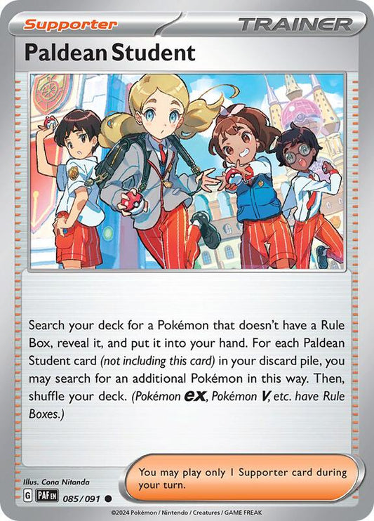 Paldean Student - 085/091 - Normal 085/091 Paldean Fates | Common Trainer Card