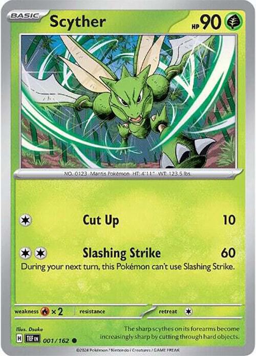 Scyther - Reverse Holofoil 001/162 Temporal Forces | Common Pokemon Card