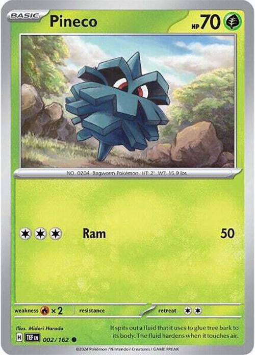 Pineco - Normal 002/162 Temporal Forces | Common Pokemon Card