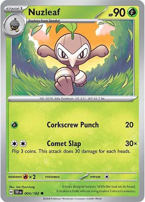 Nuzleaf - Reverse Holofoil 004/162 Temporal Forces | Common Pokemon Card