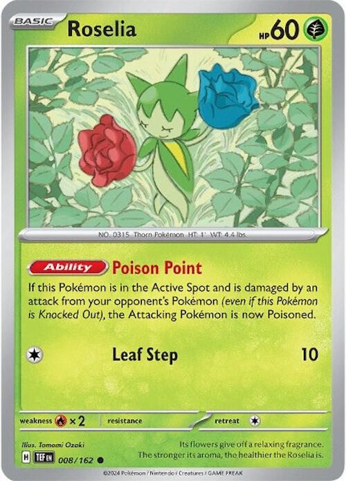 Roselia - Reverse Holofoil 008/162 Temporal Forces | Common Pokemon Card