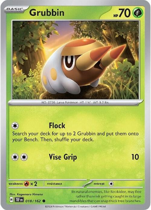 Grubbin - Reverse Holofoil 018/162 Temporal Forces | Common Pokemon Card