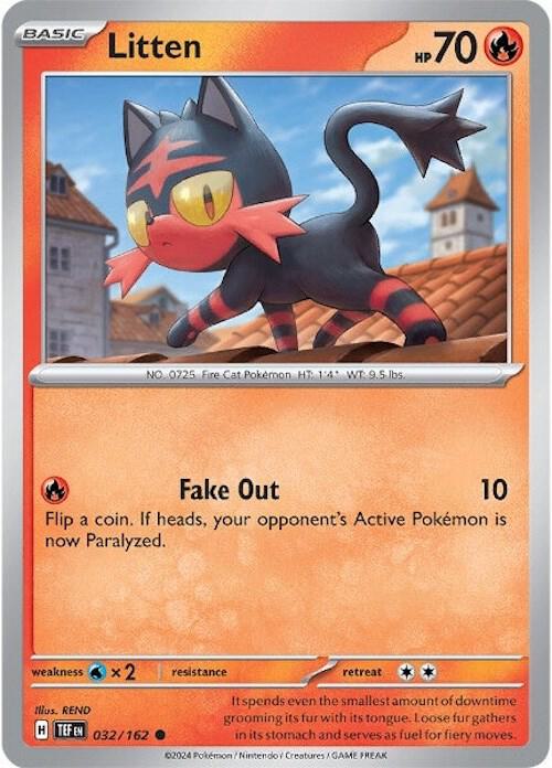 Litten - 032/162 - Reverse Holofoil 032/162 Temporal Forces | Common Pokemon Card