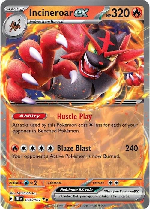 Incineroar ex - 034/162 - Holofoil 034/162 Temporal Forces | Double Rare Pokemon Card