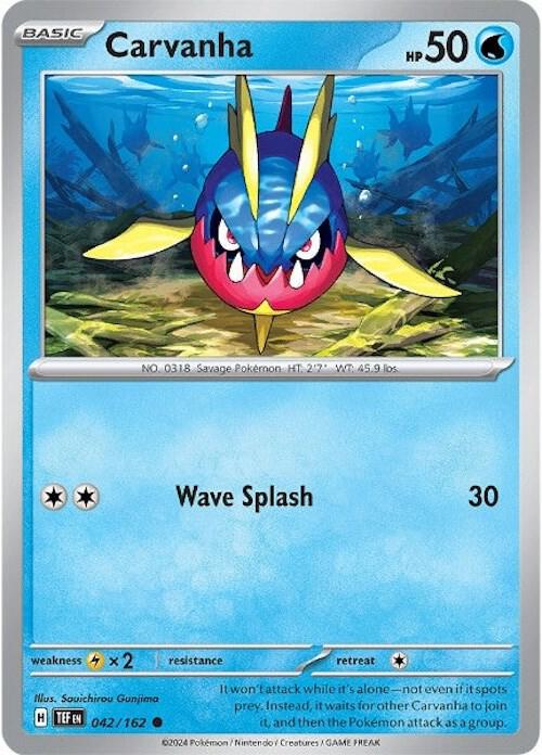 Carvanha - Normal 042/162 Temporal Forces | Common Pokemon Card