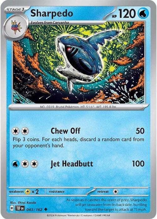 Sharpedo - Reverse Holofoil 043/162 Temporal Forces | Uncommon Pokemon Card
