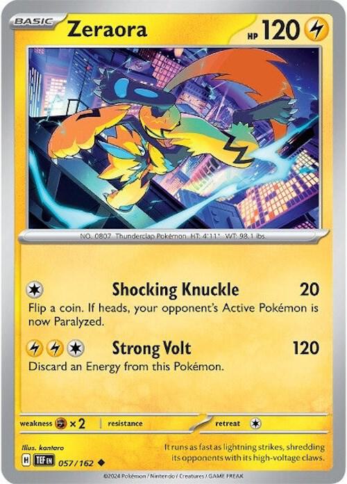 Zeraora - Reverse Holofoil 057/162 Temporal Forces | Uncommon Pokemon Card