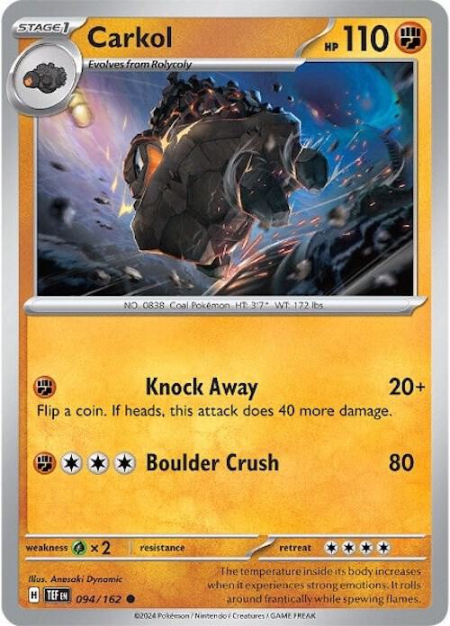 Carkol - Normal 094/162 Temporal Forces | Common Pokemon Card
