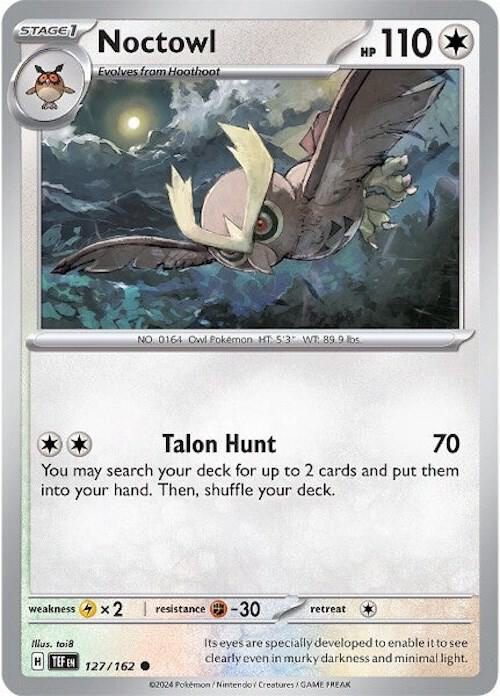Noctowl - Reverse Holofoil 127/162 Temporal Forces | Common Pokemon Card