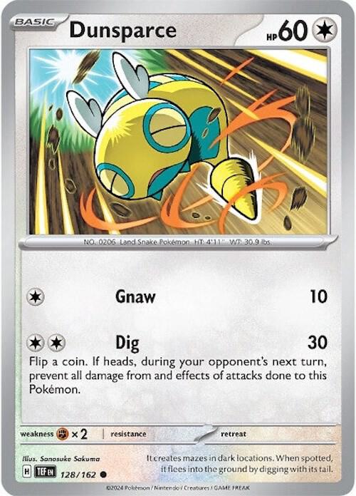 Dunsparce - Normal 128/162 Temporal Forces | Common Pokemon Card