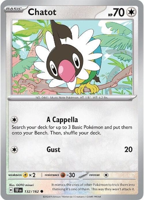 Chatot - 132/162 - Reverse Holofoil 132/162 Temporal Forces | Common Pokemon Card