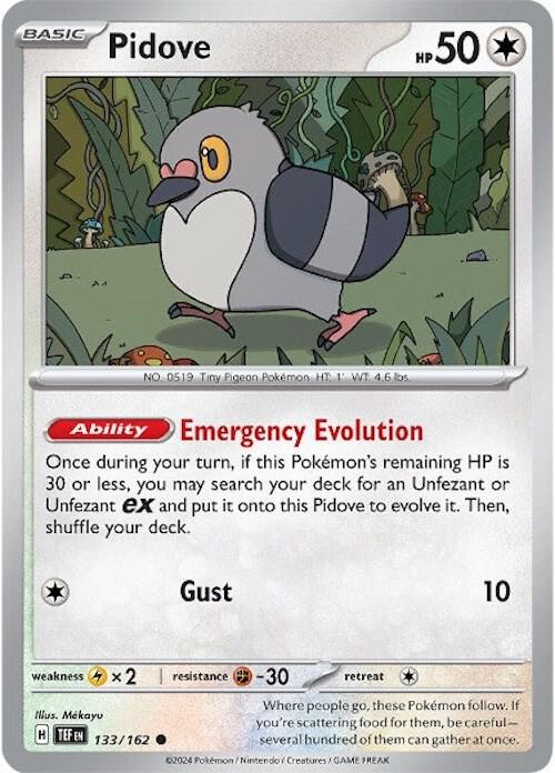 Pidove - Normal 133/162 Temporal Forces | Common Pokemon Card