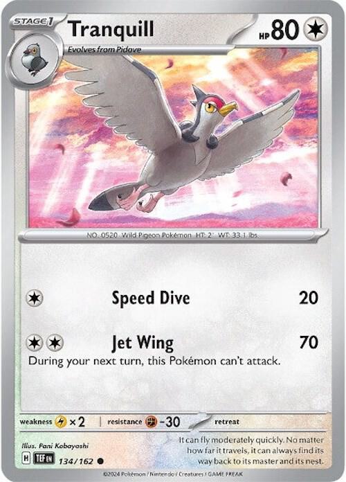 Tranquill - Normal 134/162 Temporal Forces | Common Pokemon Card