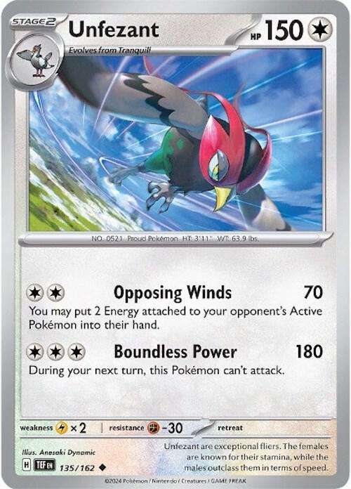Unfezant - Normal 135/162 Temporal Forces | Uncommon Pokemon Card