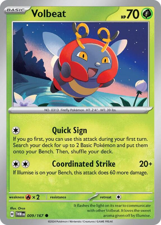 Volbeat - Normal 009/167 Twilight Masquerade | Common Pokemon Card