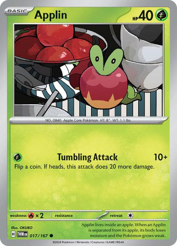 Applin - 017/167 - Reverse Holofoil 017/167 Twilight Masquerade | Common Pokemon Card