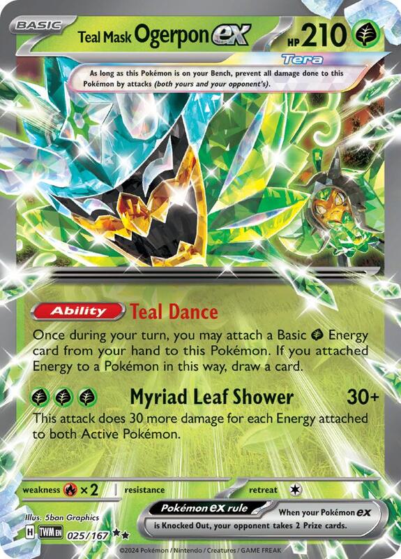 Teal Mask Ogerpon ex - 025/167 - Holofoil 025/167 Twilight Masquerade | Double Rare Pokemon Card