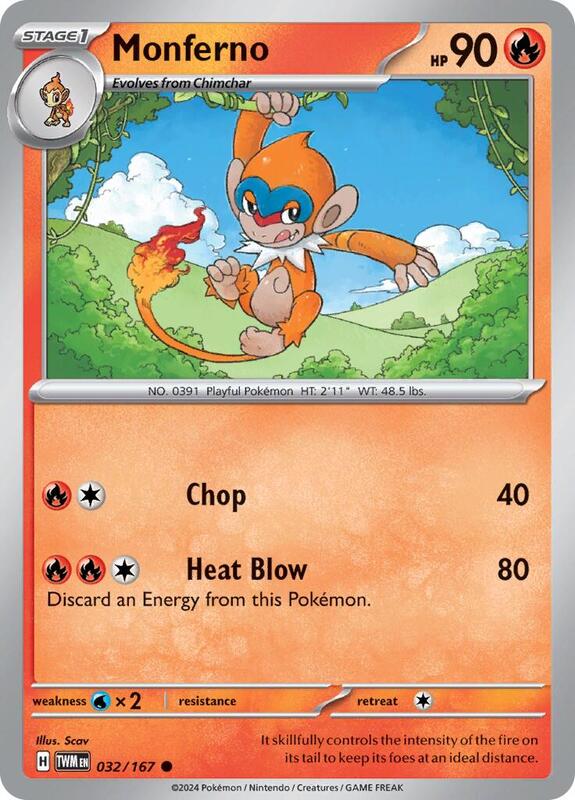 Monferno - Normal 032/167 Twilight Masquerade | Common Pokemon Card
