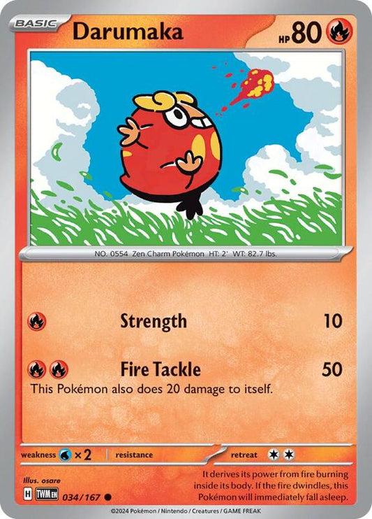 Darumaka - Reverse Holofoil 034/167 Twilight Masquerade | Common Pokemon Card