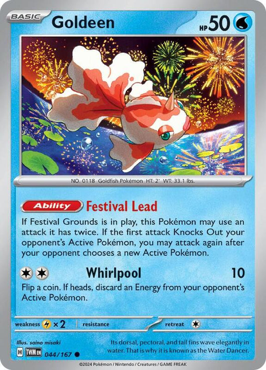 Goldeen - Reverse Holofoil 044/167 Twilight Masquerade | Common Pokemon Card
