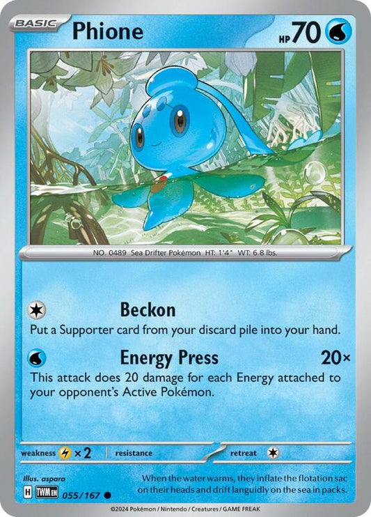 Phione - 055/167 - Reverse Holofoil 055/167 Twilight Masquerade | Common Pokemon Card