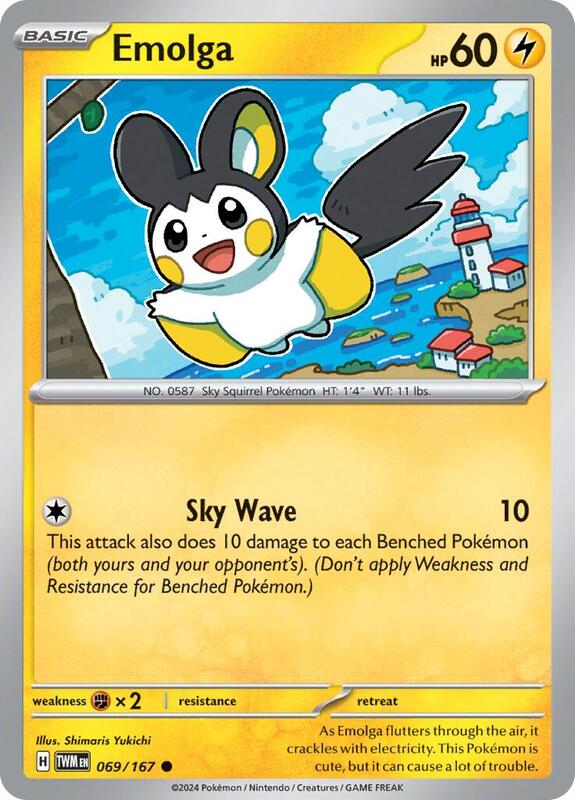 Emolga - Reverse Holofoil 069/167 Twilight Masquerade | Common Pokemon Card