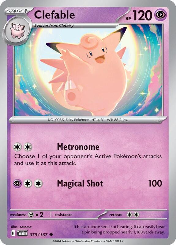 Clefable - Reverse Holofoil 079/167 Twilight Masquerade | Uncommon Pokemon Card