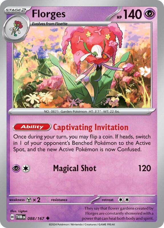 Florges - Reverse Holofoil 088/167 Twilight Masquerade | Uncommon Pokemon Card