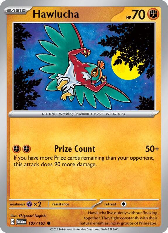 Hawlucha - Reverse Holofoil 107/167 Twilight Masquerade | Common Pokemon Card