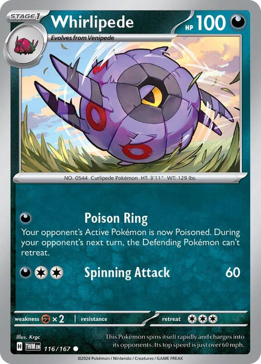 Whirlipede - Reverse Holofoil 116/167 Twilight Masquerade | Common Pokemon Card