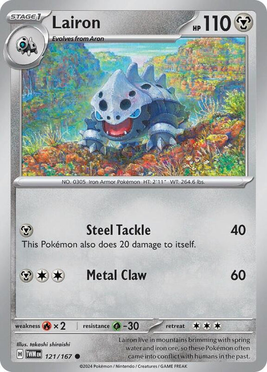 Lairon - 121/167 - Reverse Holofoil 121/167 Twilight Masquerade | Common Pokemon Card
