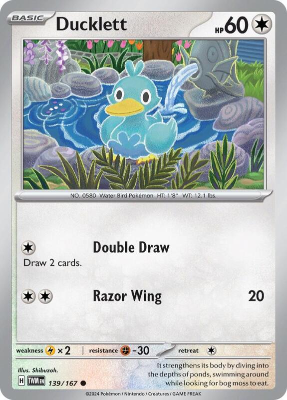 Ducklett - Normal 139/167 Twilight Masquerade | Common Pokemon Card