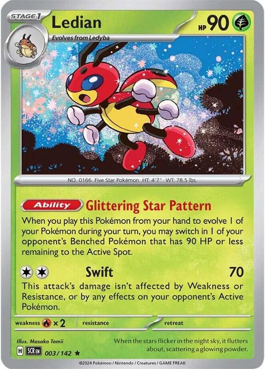 Ledian - 003/142 - Reverse Holofoil 003/142 Stellar Crown | Rare Pokemon Card