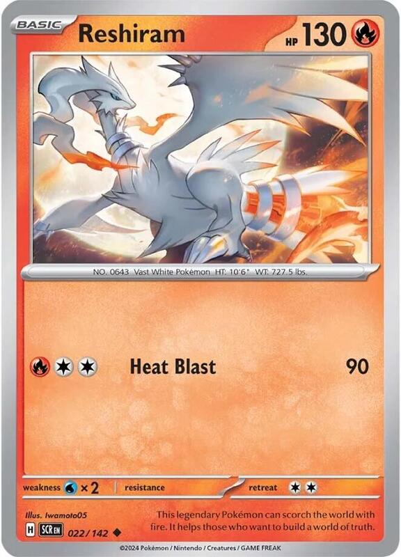 Reshiram - Reverse Holofoil 022/142 Stellar Crown | Uncommon Pokemon Card