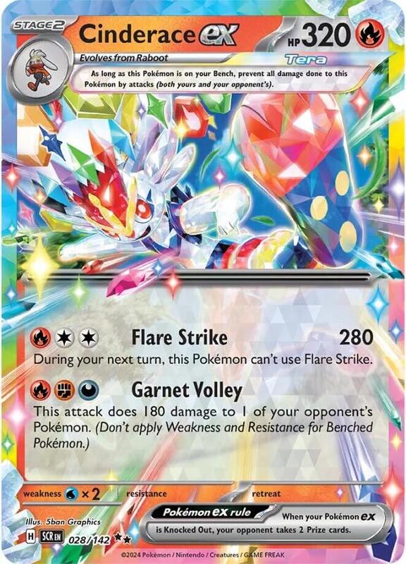 Cinderace ex - 028/142 - Holofoil 028/142 Stellar Crown | Double Rare Pokemon Card