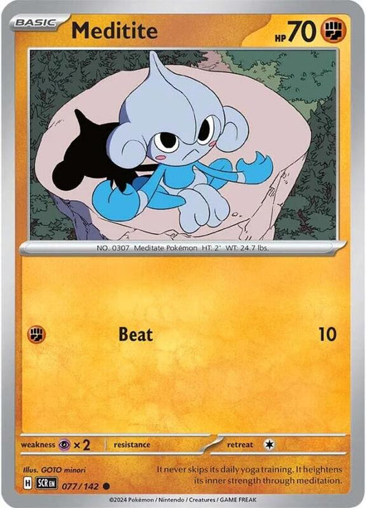 Meditite - 077/142 - Normal 077/142 Stellar Crown | Common Pokemon Card