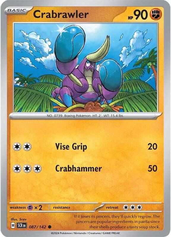 Crabrawler - Normal 087/142 Stellar Crown | Common Pokemon Card