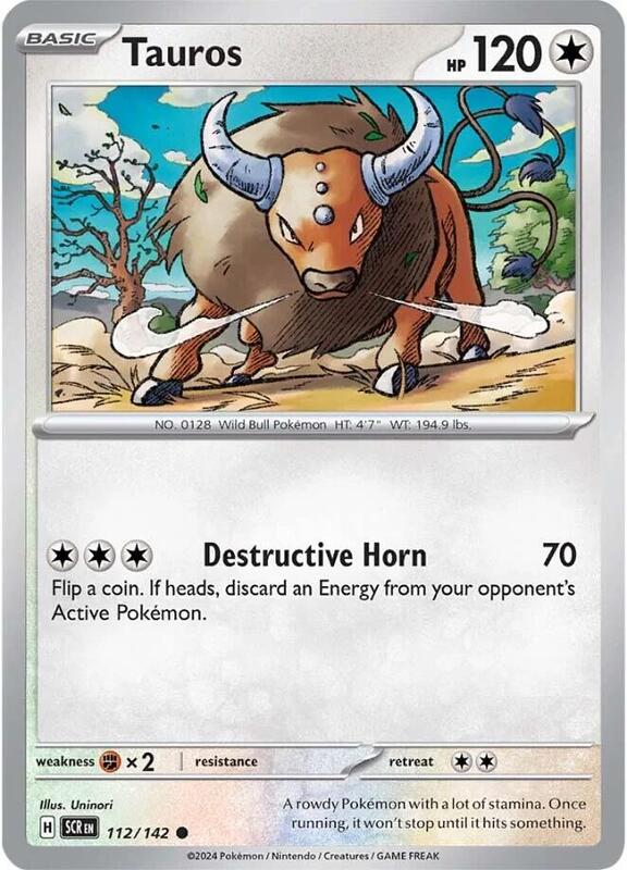Tauros - Normal 112/142 Stellar Crown | Common Pokemon Card