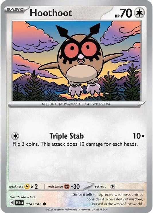 Hoothoot - Reverse Holofoil 114/142 Stellar Crown | Common Pokemon Card
