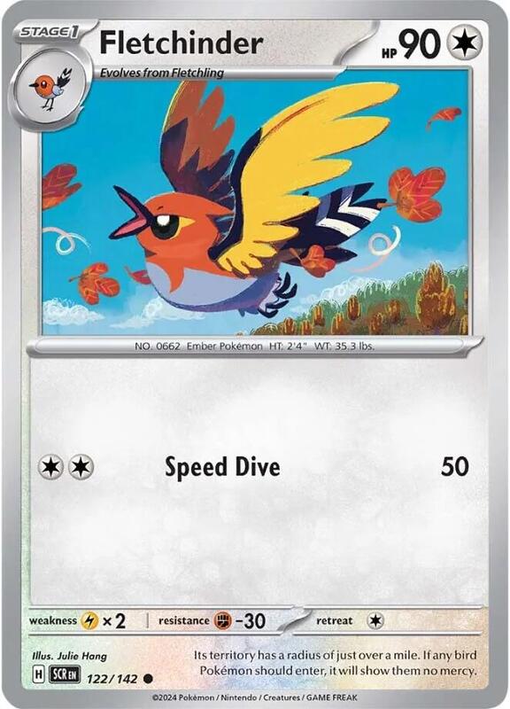 Fletchinder - Reverse Holofoil 122/142 Stellar Crown | Common Pokemon Card